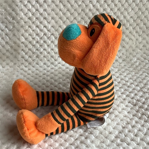Beverly Hills Teddy Bear Co Plush Rattle Orange Black Striped Dog Stuffed Animal - Picture 6 of 11